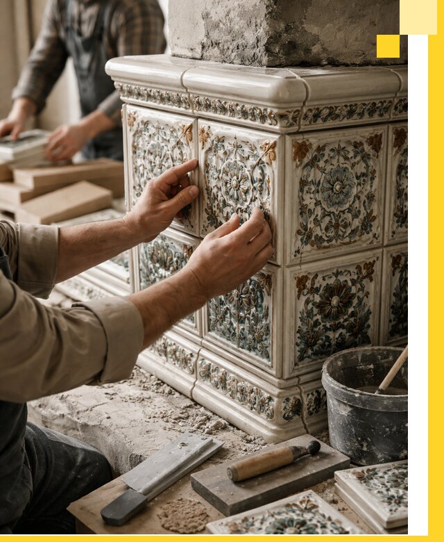 Изразцовые камины под ключ в Ногинске: проект и монтаж