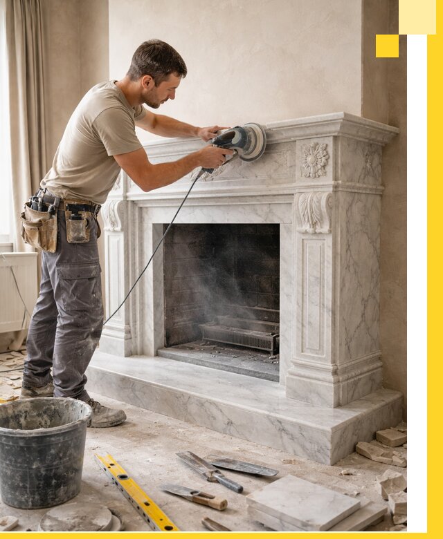 Изготовление и установка мраморных каминов в Ногинске под ключ