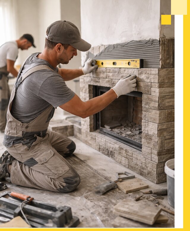 Облицовка каминов в Ногинске, монтаж и отделка натуральным камнем