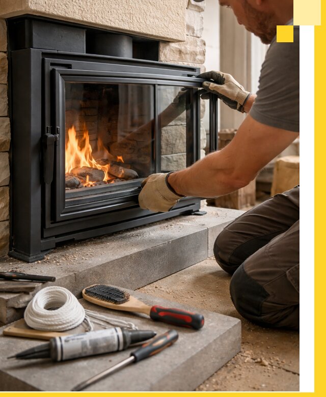 Производство, монтаж и доставка каминов со стеклом в Ногинске