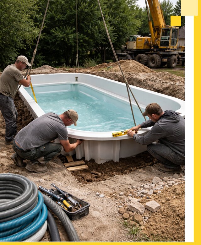 Установка и монтаж композитных бассейнов под ключ в Ногинске