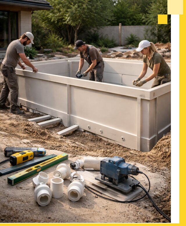 Установка полипропиленовых бассейнов под ключ в Ногинске