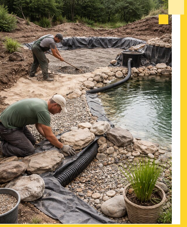 Строительство природных бассейнов и озер в Ногинске под ключ