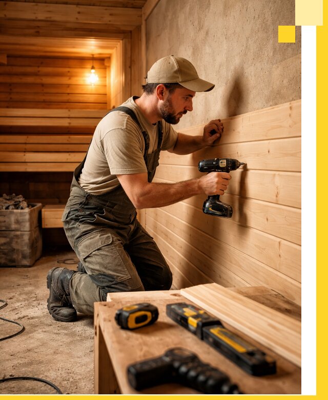 Профессиональная внутренняя отделка бани в Ногинске под ключ