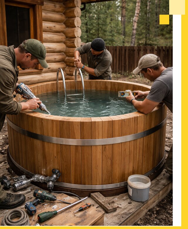 Строительство бань с купелью под ключ и отделкой в Ногинске