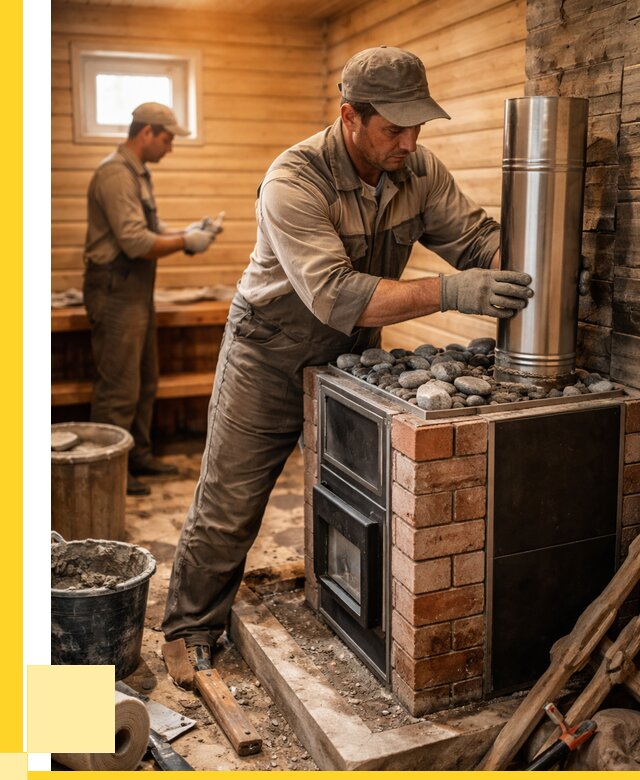 Монтаж печи в бане под ключ в Ногинске от 20262 р. | ЭриданНгн