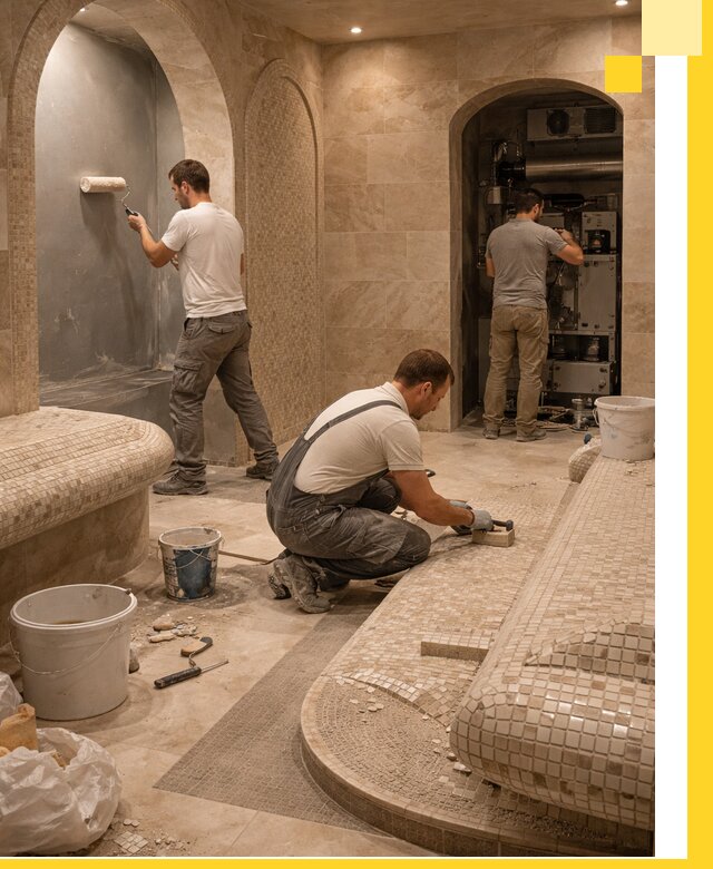 Строительство бани с хамамом и бассейном под ключ в Ногинске