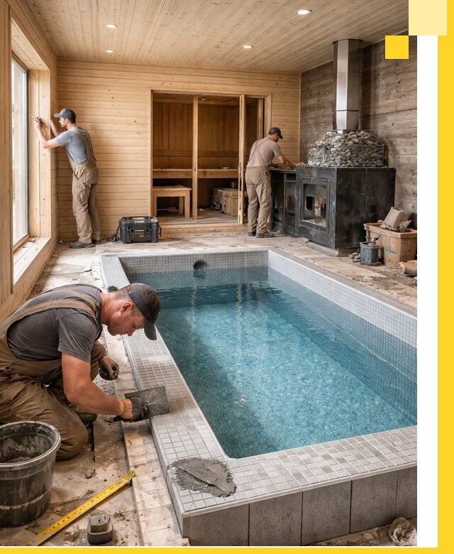 Проект бани с бассейном и сауной в Ногинске под ключ