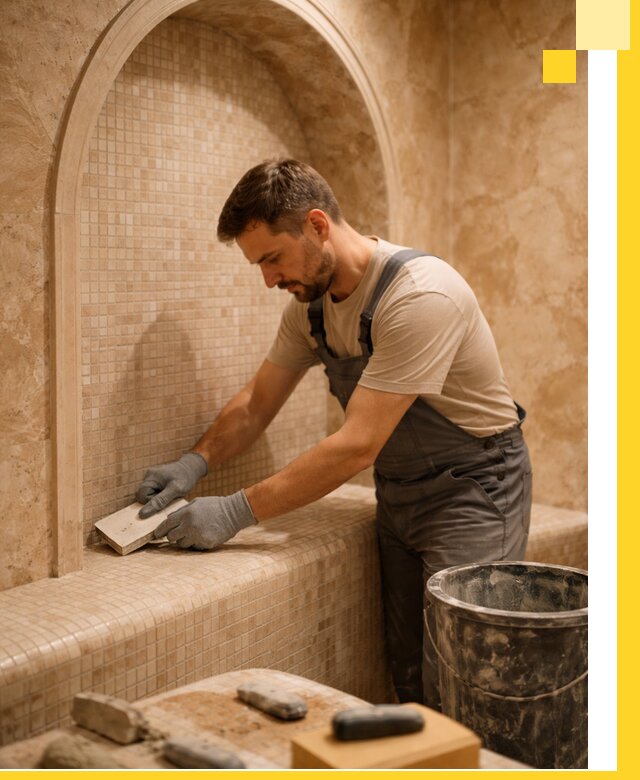 Профессиональная отделка хамамов с мозаикой под ключ в Ногинске