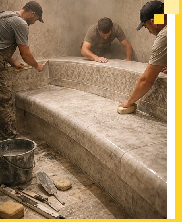 Изготовление и установка сидений для хамама в Ногинске